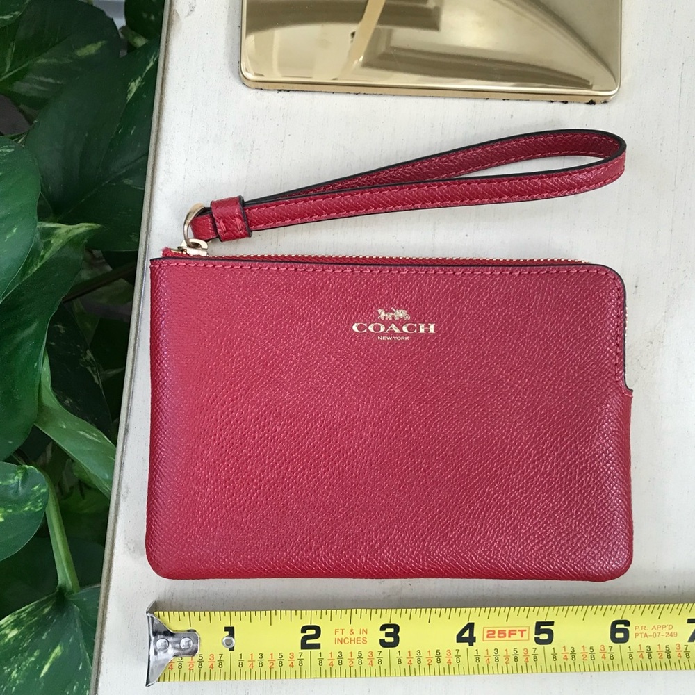 Coach Scarlet Red Wristlet with Gold Logo